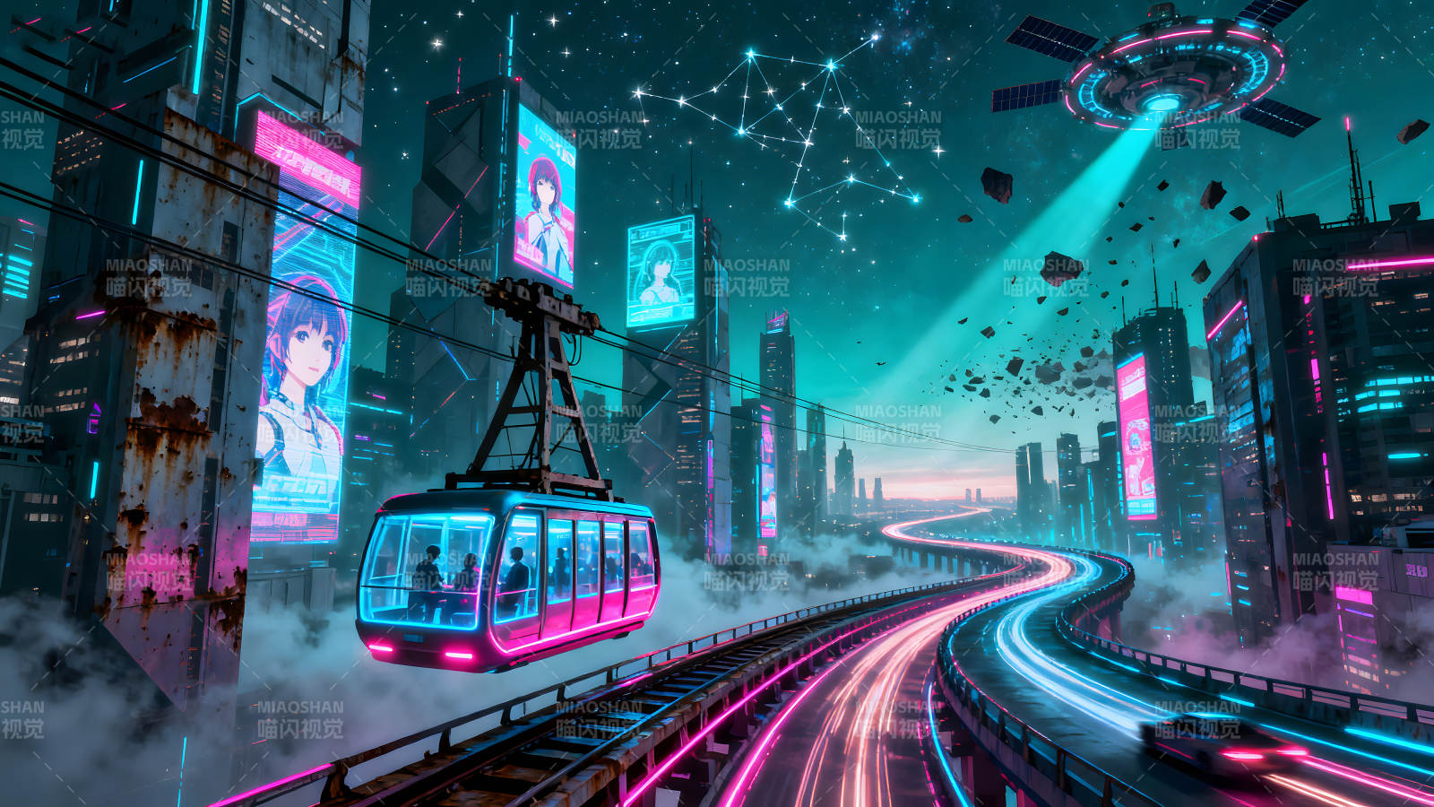 赛博朋克未来城市景象图片