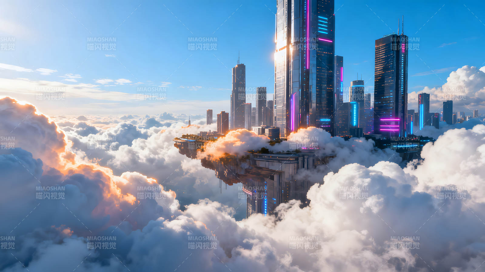 未来城市在云端建筑风格科幻图片