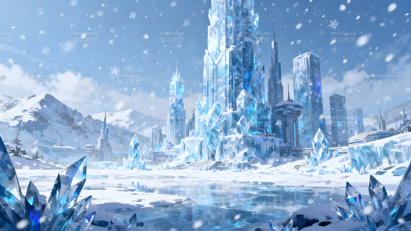 冰雪世界未来城市景象图片