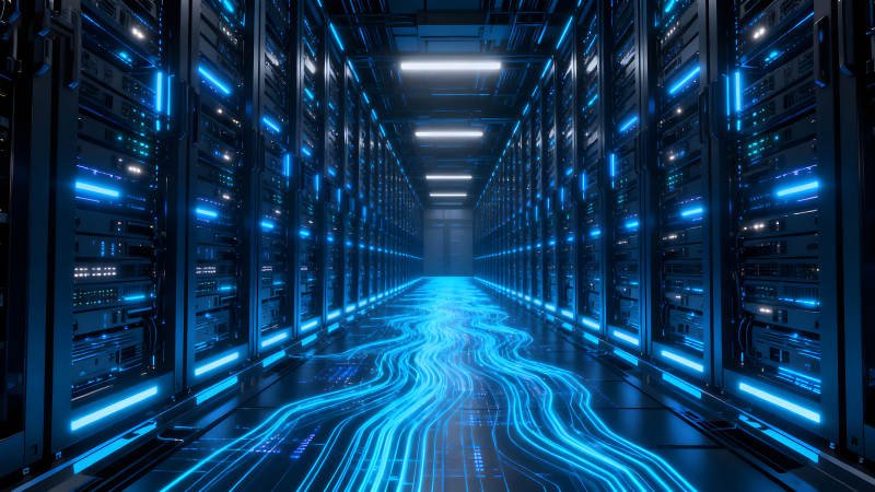 数据中心科幻风光蓝色光线纵深图片