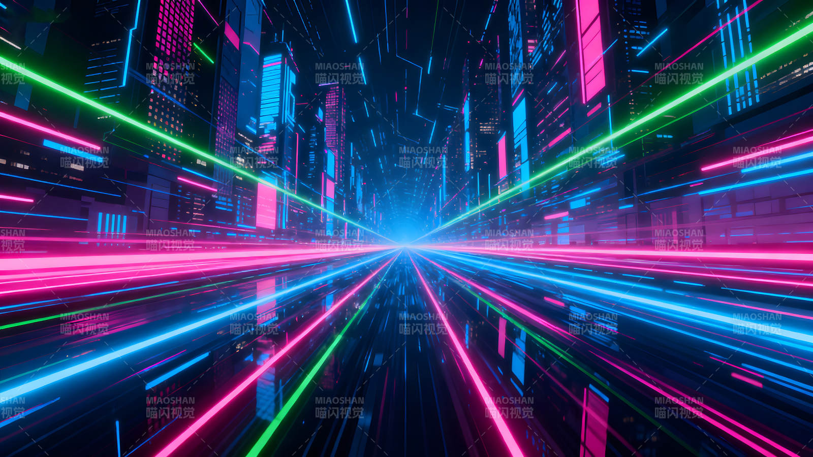 赛博朋克未来城市霓虹灯光图片