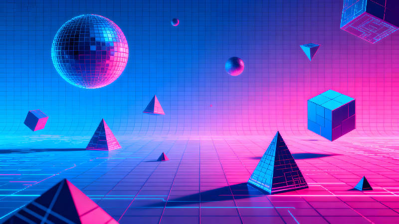 赛博朋克风格几何图形场景图片