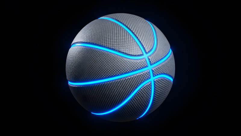 发光的篮球在黑暗中图片