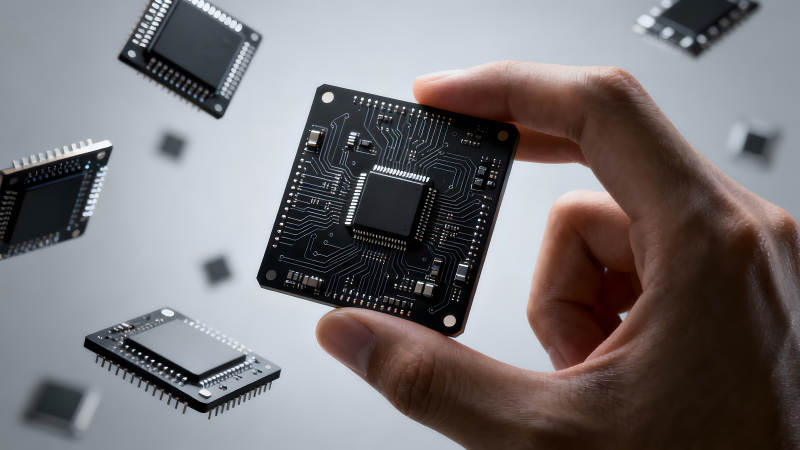 手持电路板展示细节图片