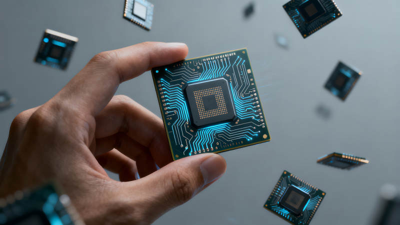 手持芯片展示未来科技图片