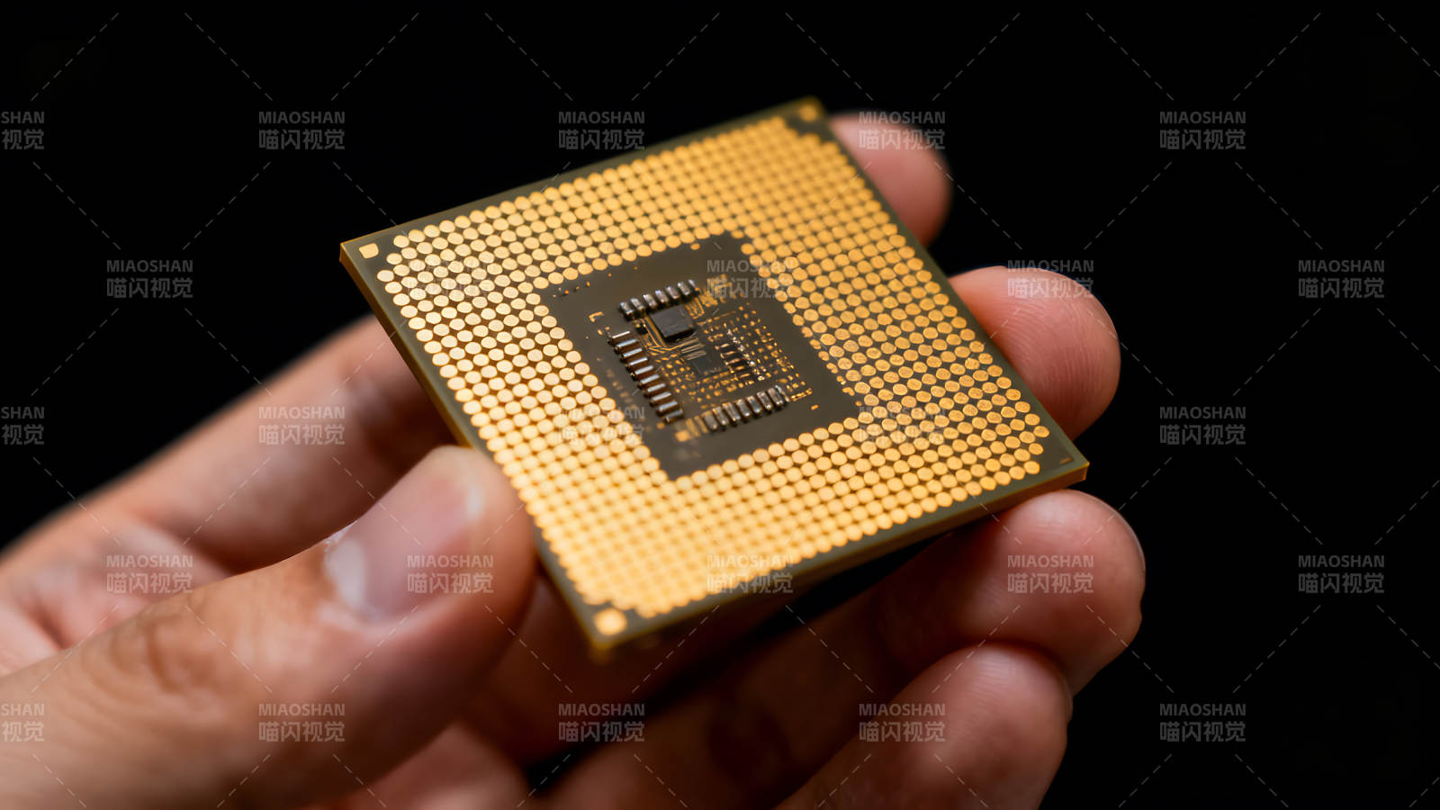 手持CPU特写展示细节图片