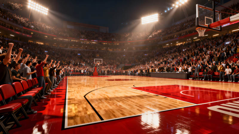 篮球赛现场球迷欢呼雀跃气氛热烈图片