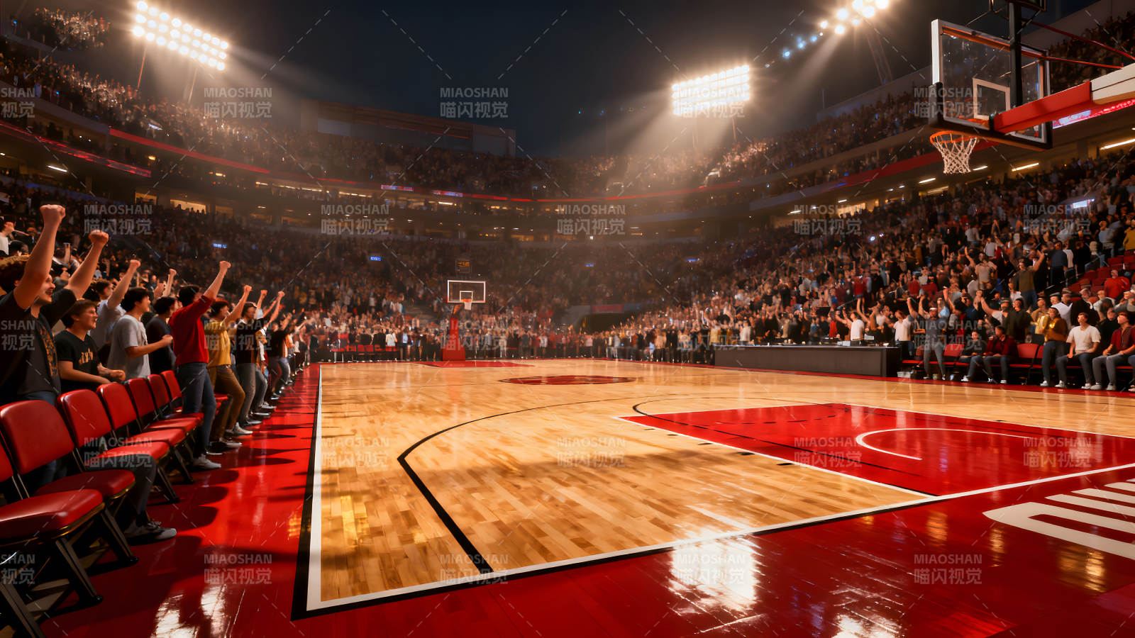 篮球赛现场球迷欢呼雀跃气氛热烈图片