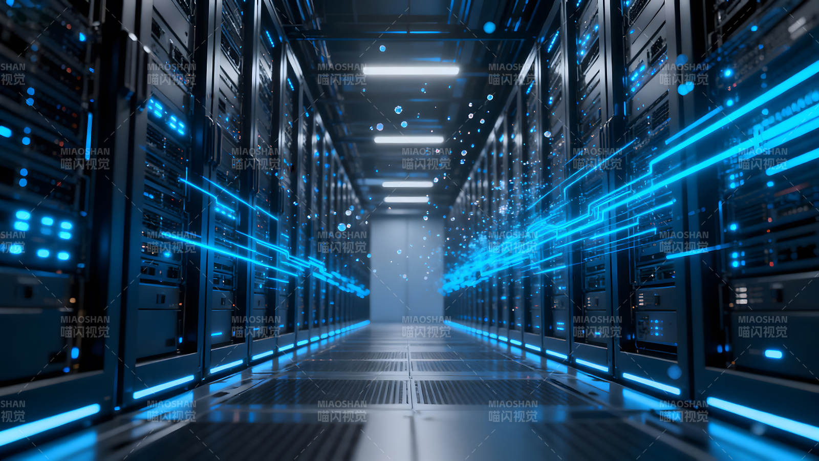 数据中心服务器机房科技感十足图片