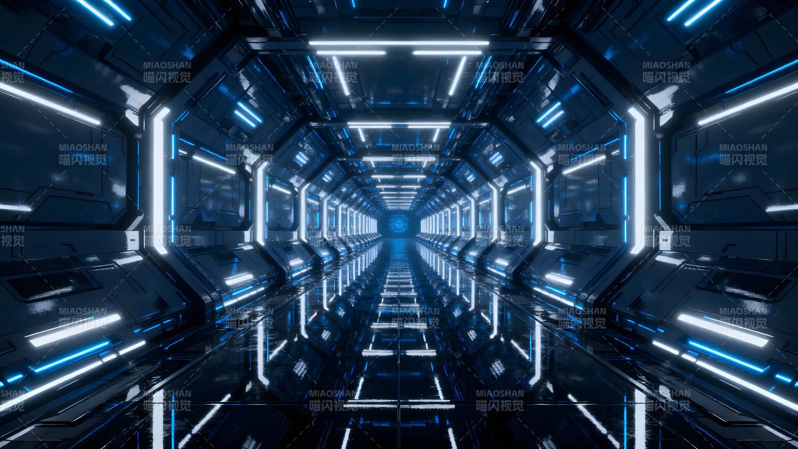 未来感科幻走廊科技蓝色光线图片