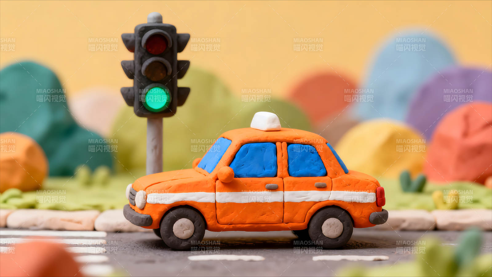 黏土制作的交通工具和场景图片