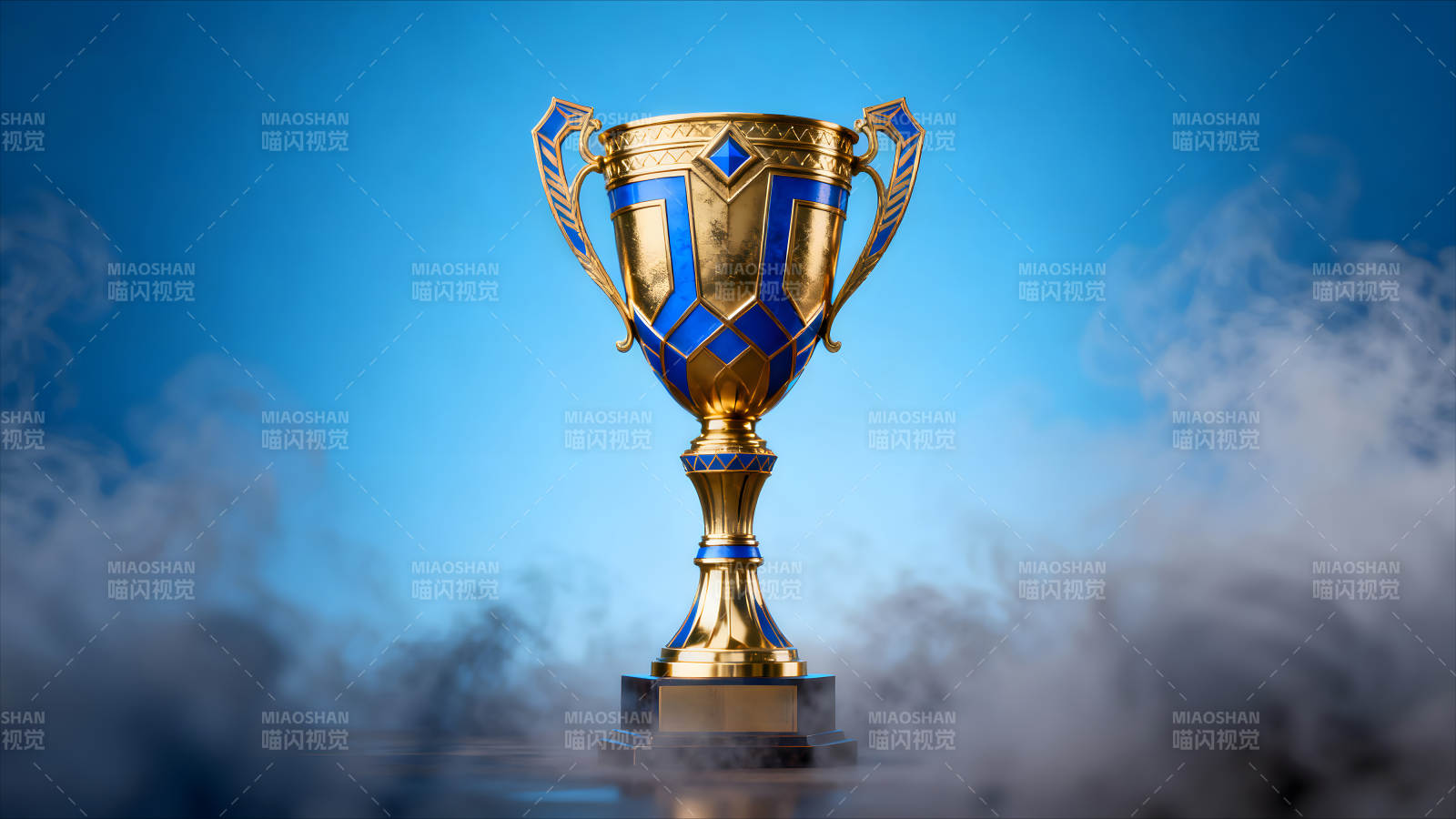 金色奖杯蓝宝石镶嵌闪耀夺目图片