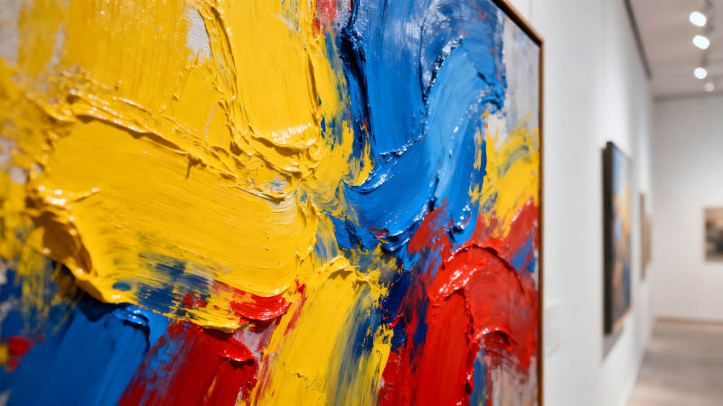 油画色彩艳丽笔触鲜明展厅氛围图片