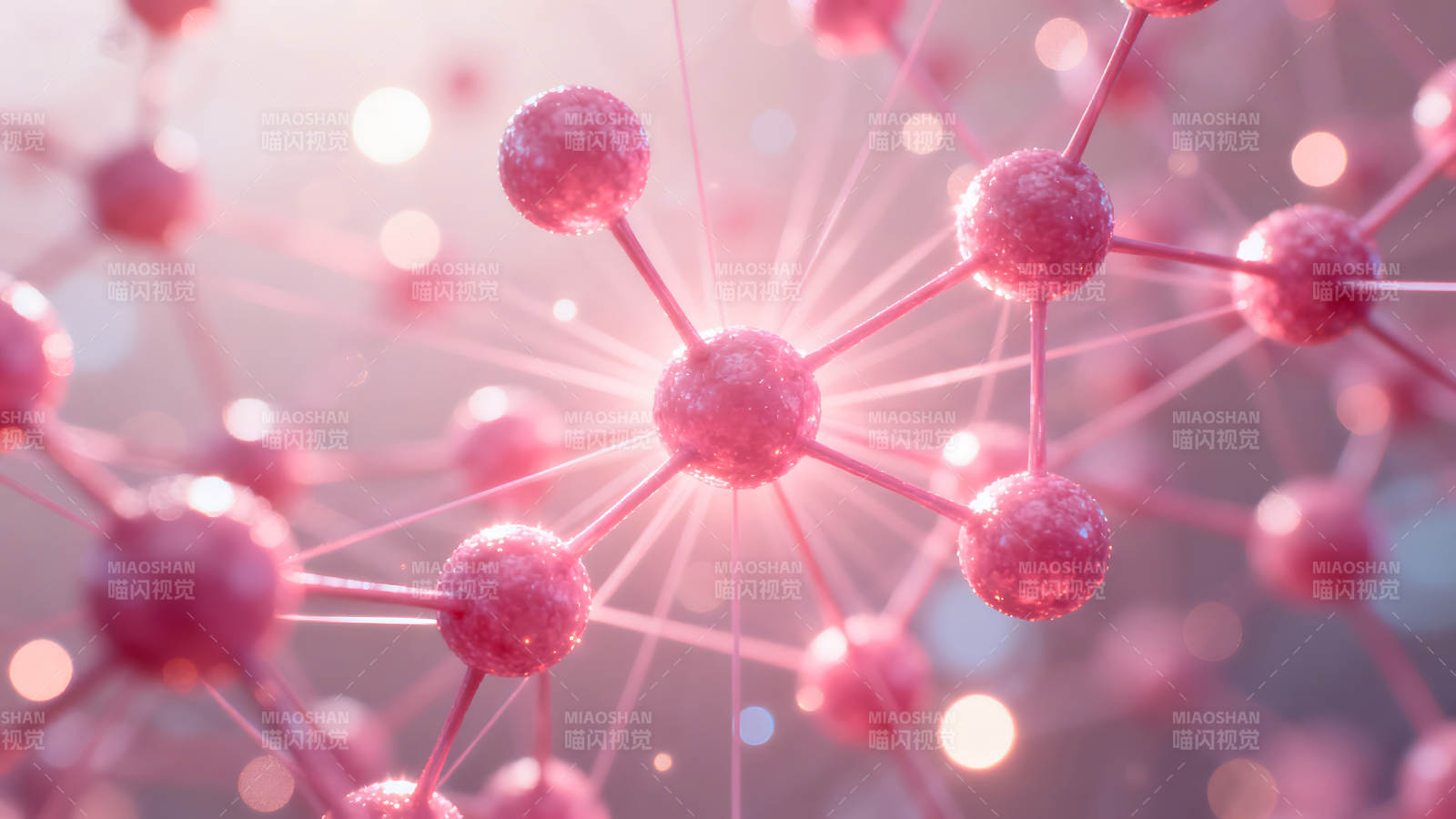 粉色分子结构图科技感十足图片