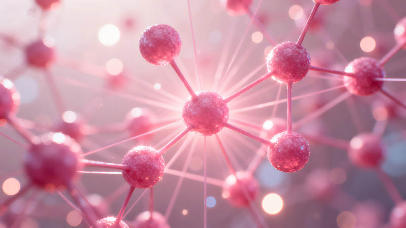 粉色分子结构图科技感十足图片