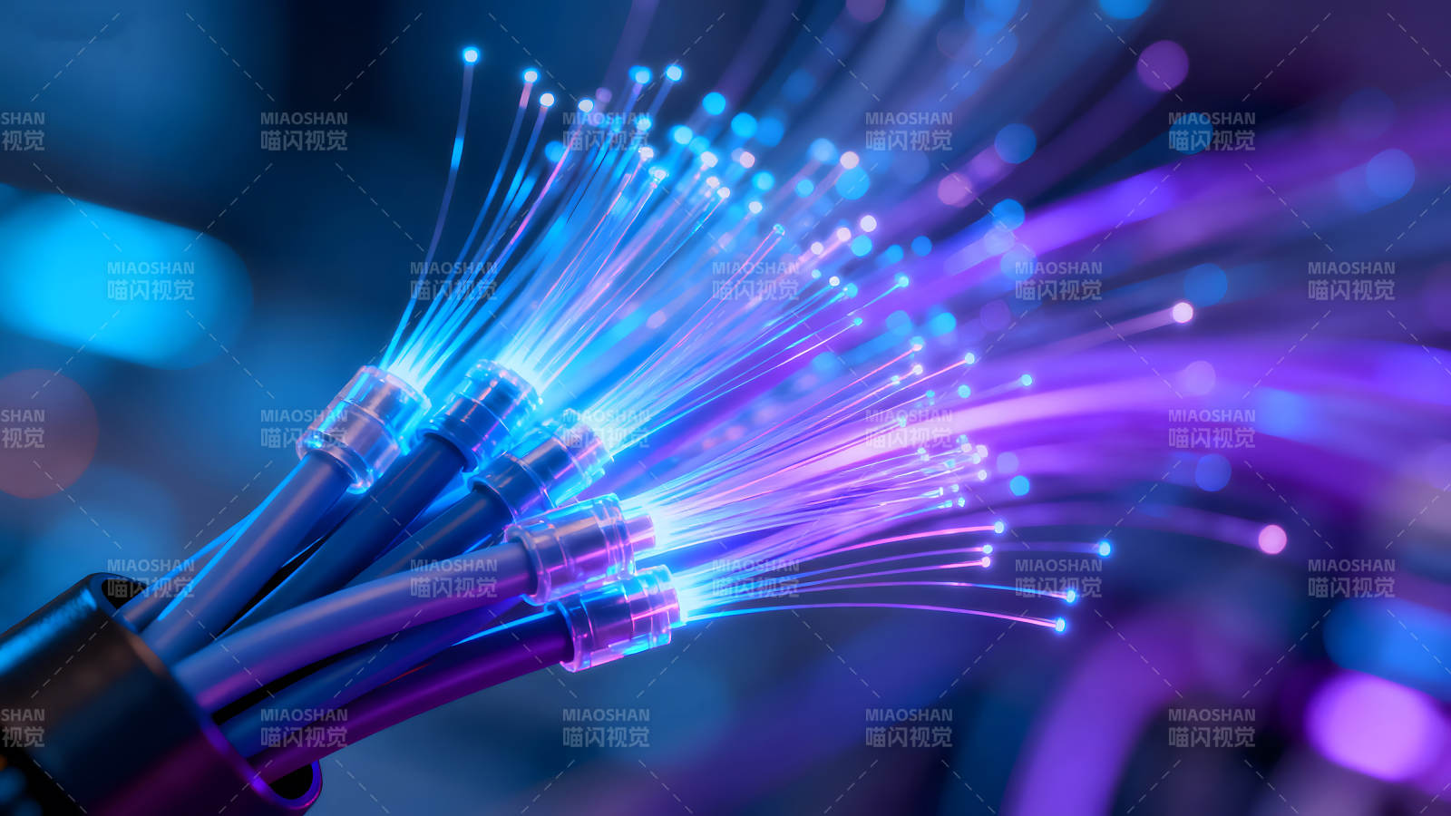 光纤束蓝色和紫色的光线图片