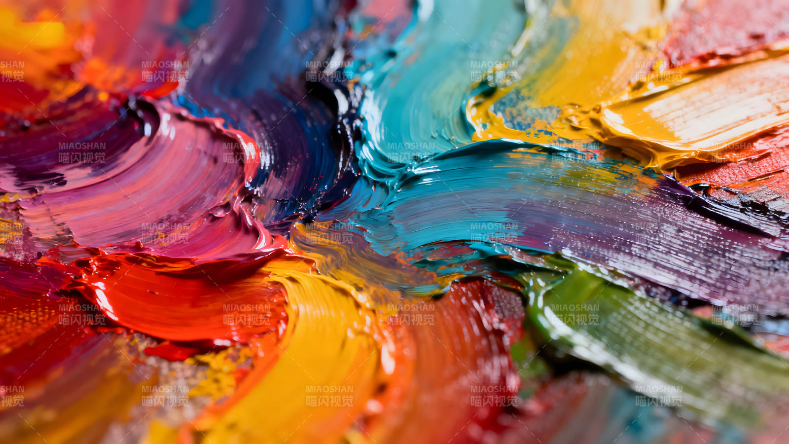 色彩斑斓的油画特写展现浓郁质感图片