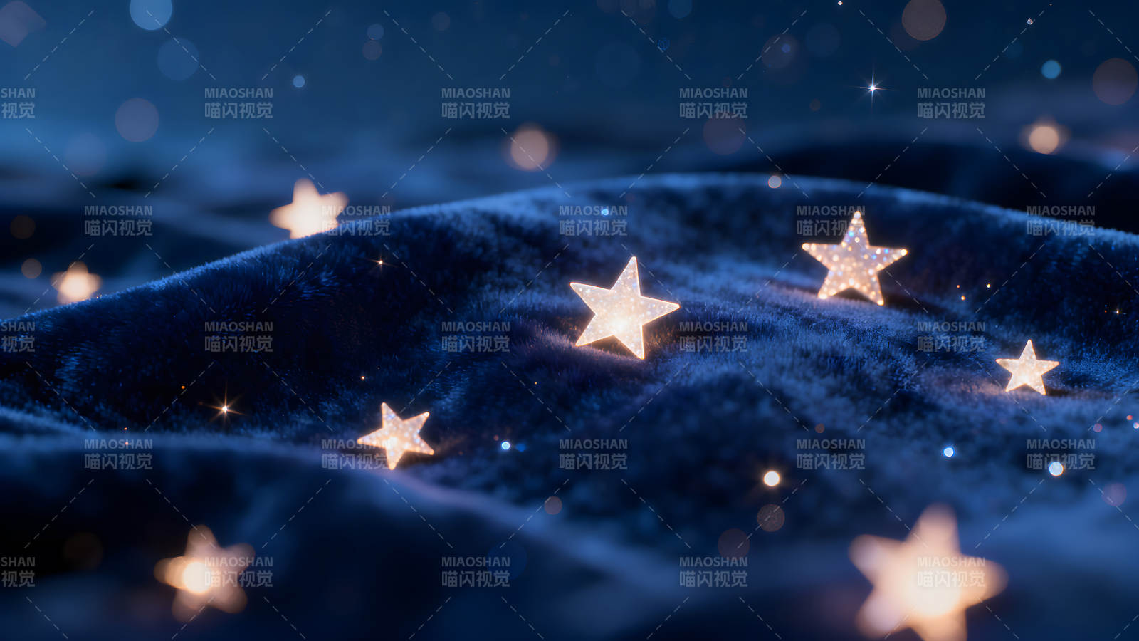 星光熠熠的蓝色绒布背景图片