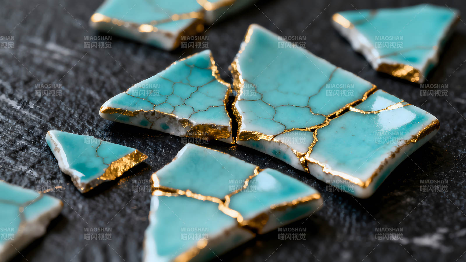 金缮修复瓷片艺术图片