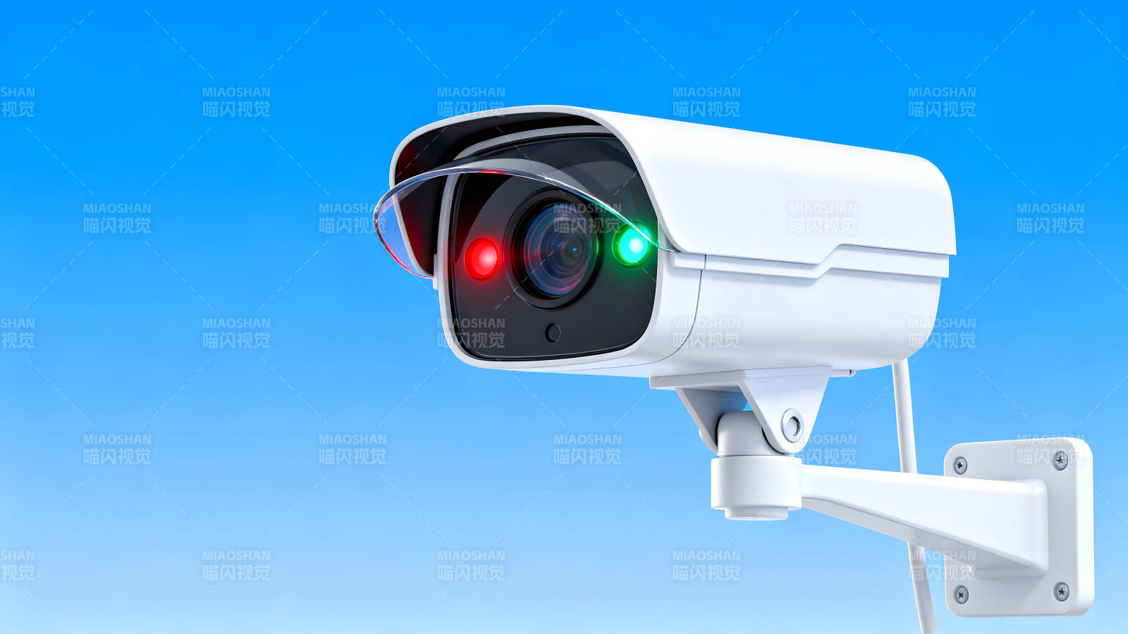 监控摄像头特写蓝天背景图片