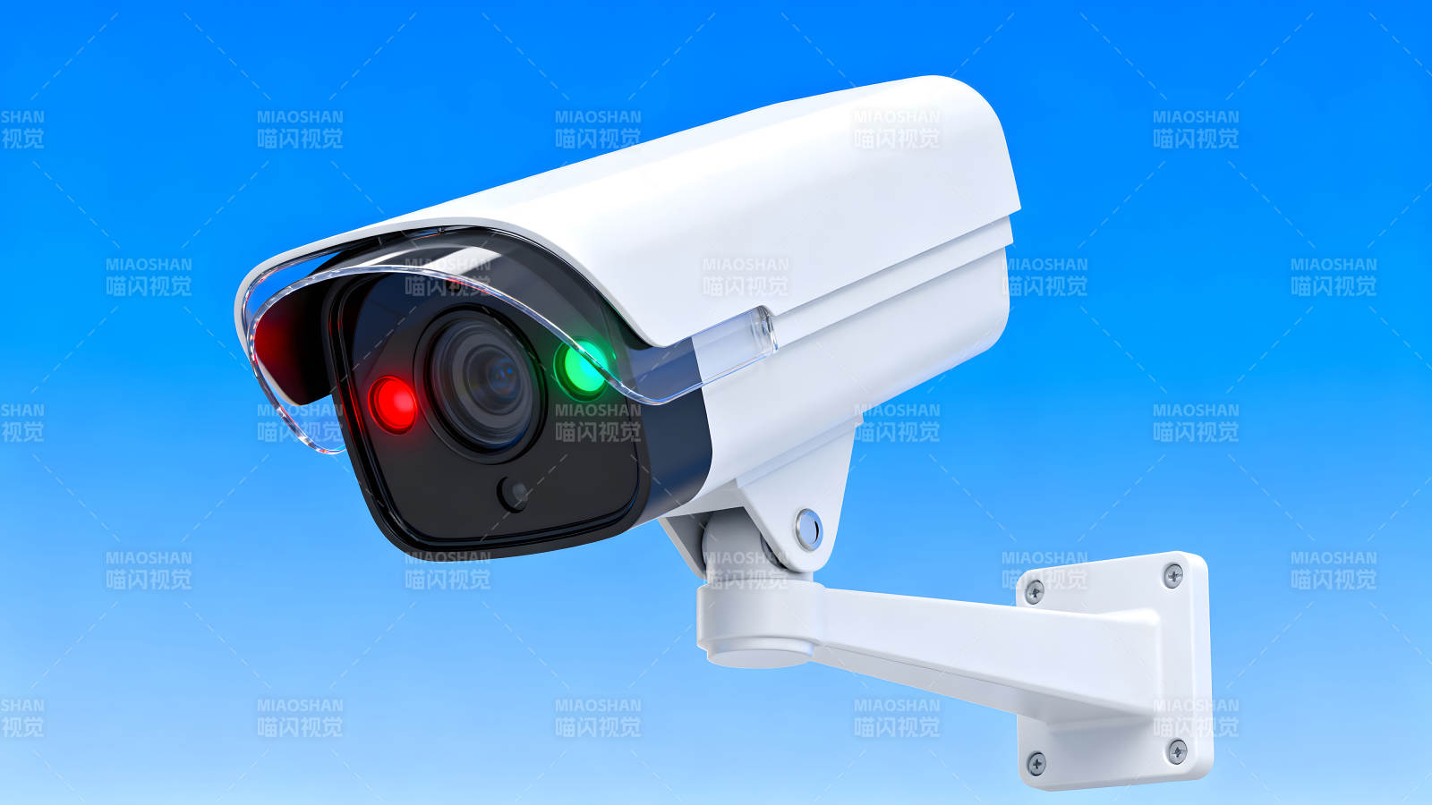 监控摄像头特写蓝天背景图片