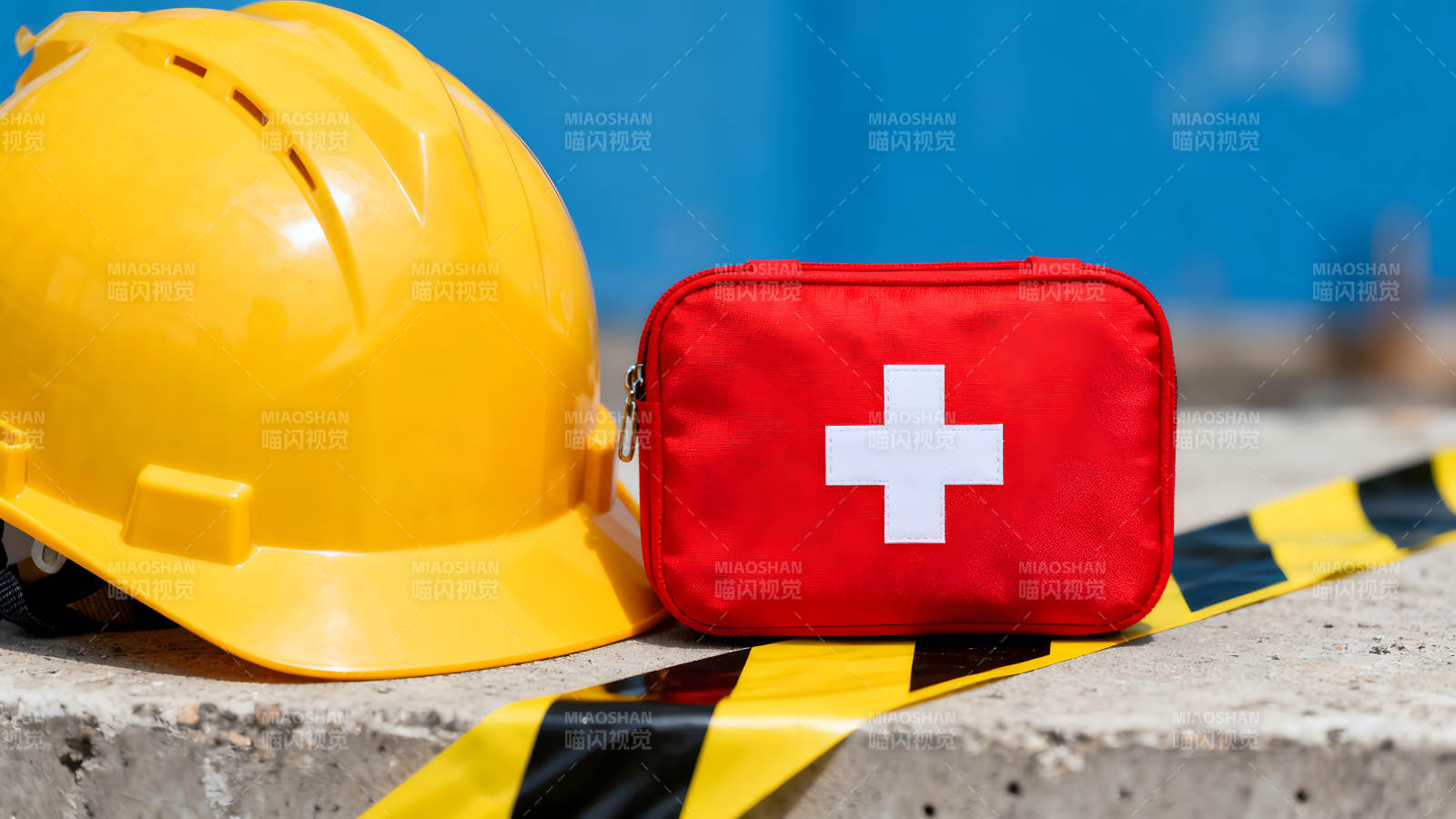 安全帽与急救包施工安全图片