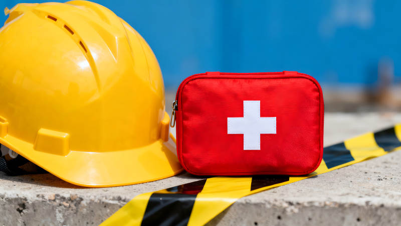 安全帽与急救包施工安全图片
