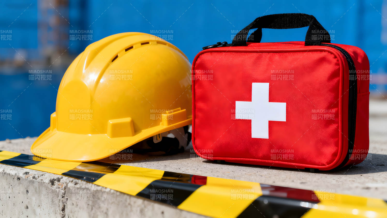 安全帽与急救箱图片