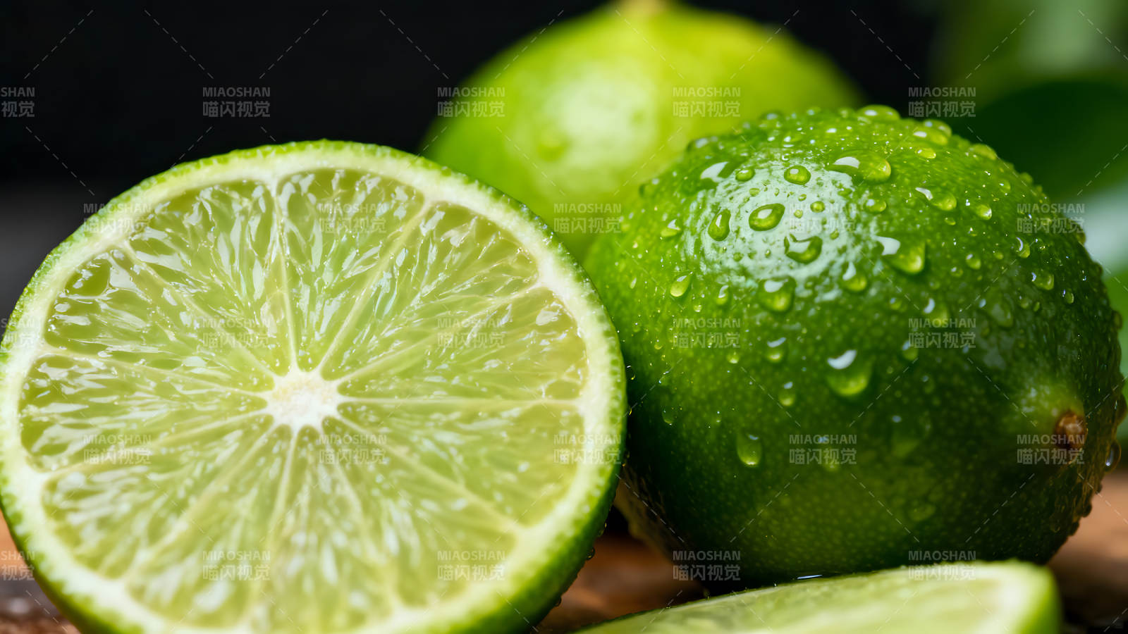 青柠特写水珠清晰图片