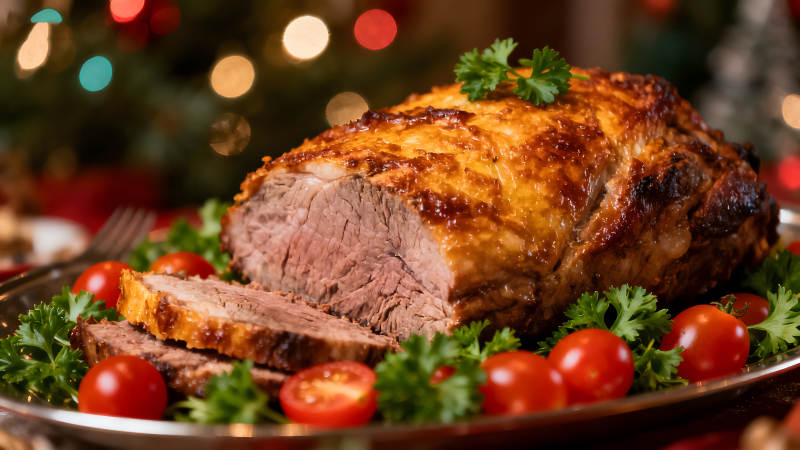 烤肉配番茄香菜节日美食图片