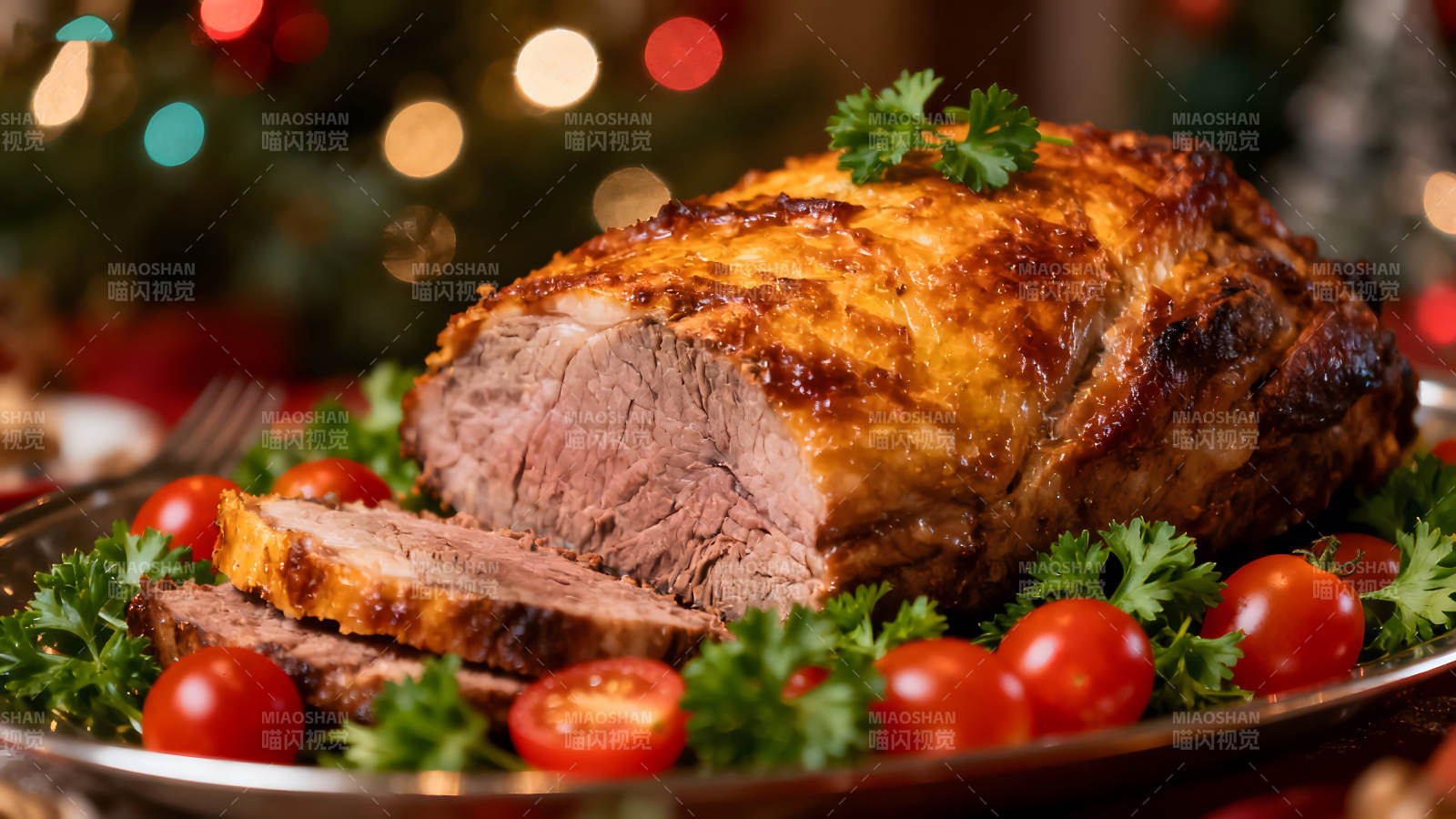 烤肉配番茄香菜节日美食图片