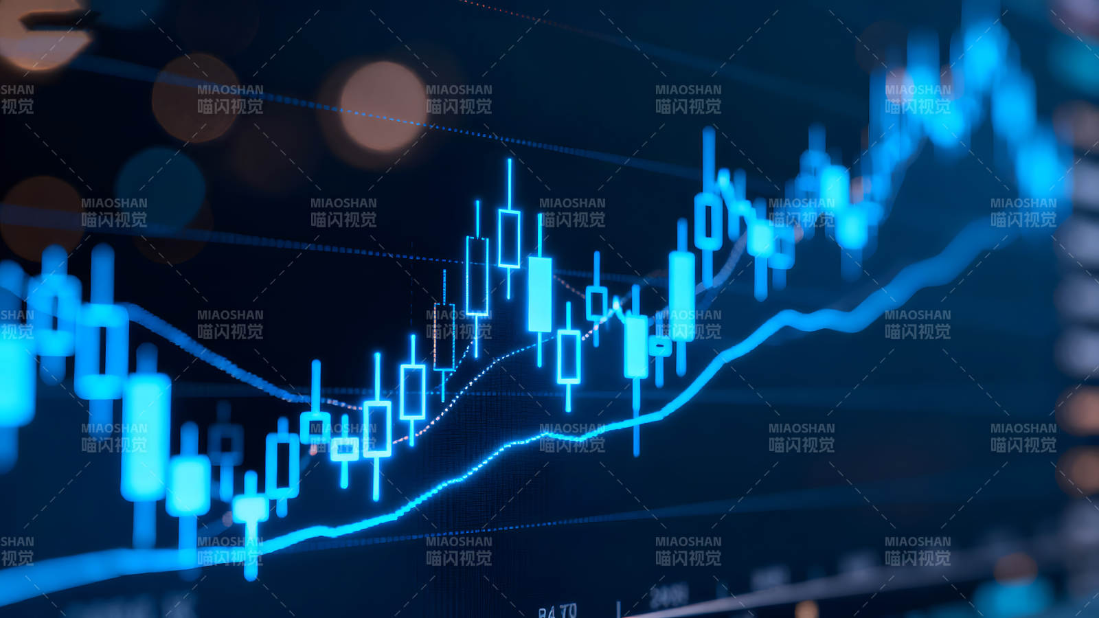 股票市场走势图蓝色光效图片