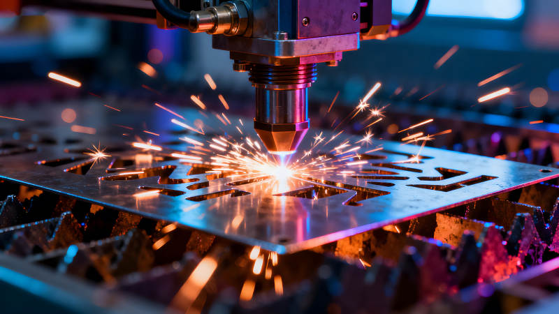 激光切割金属板火花四溅图片