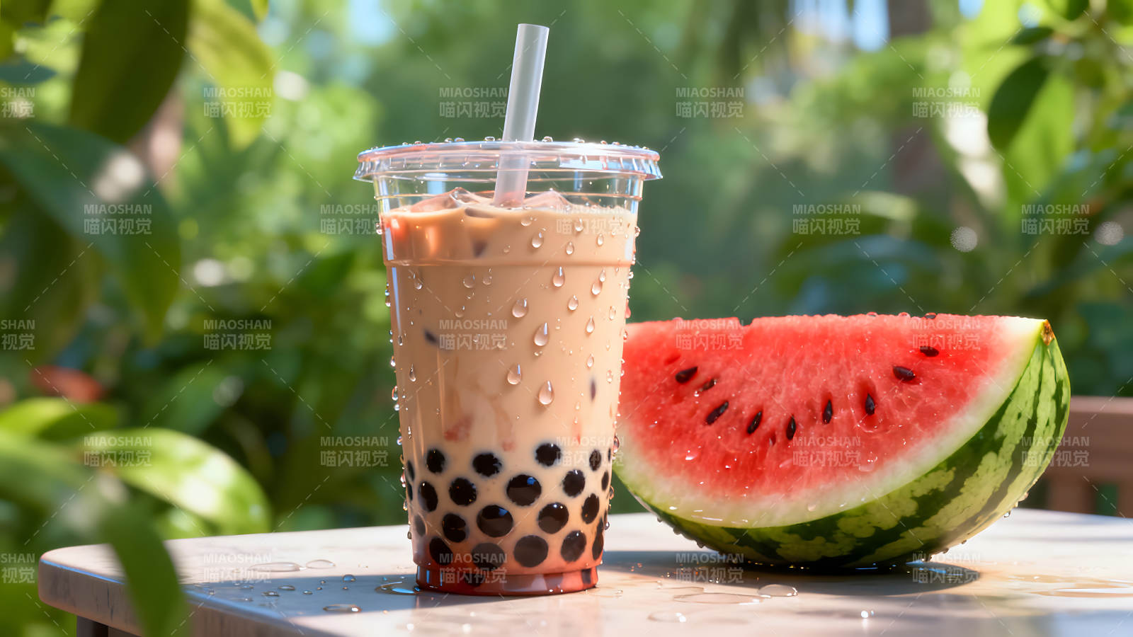 夏日清凉冰饮西瓜图片