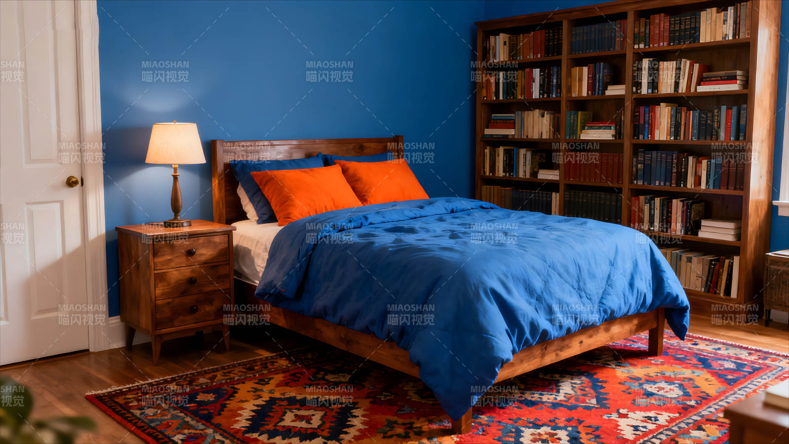 卧室布置充满活力色彩搭配图片