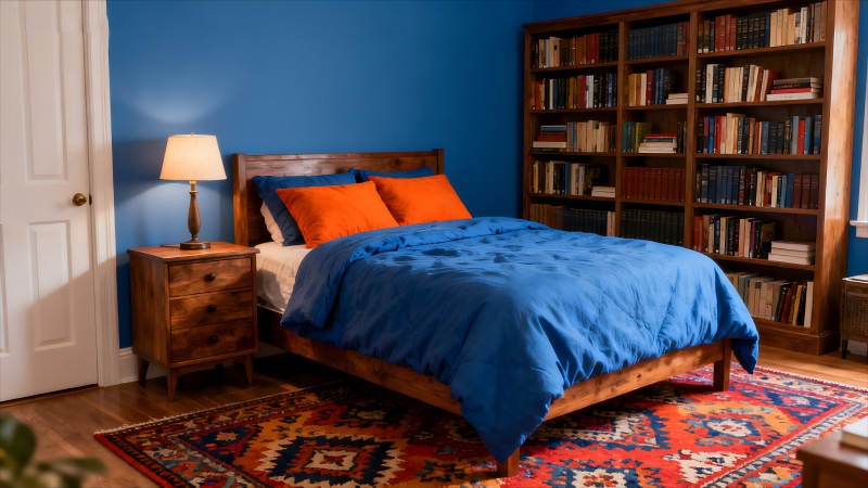 卧室布置充满活力色彩搭配图片