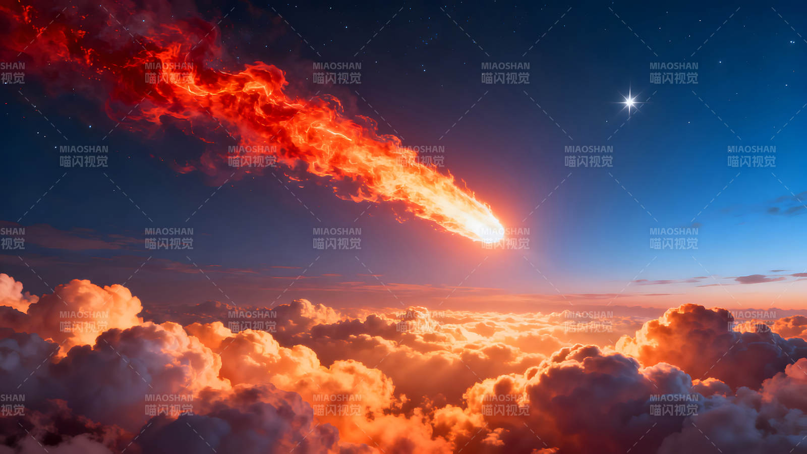 彗星划过天空燃烧壮丽景象图片