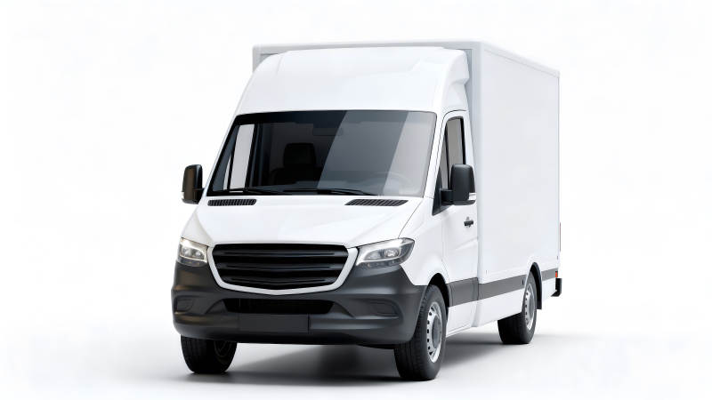 白色厢式货车正视图图片