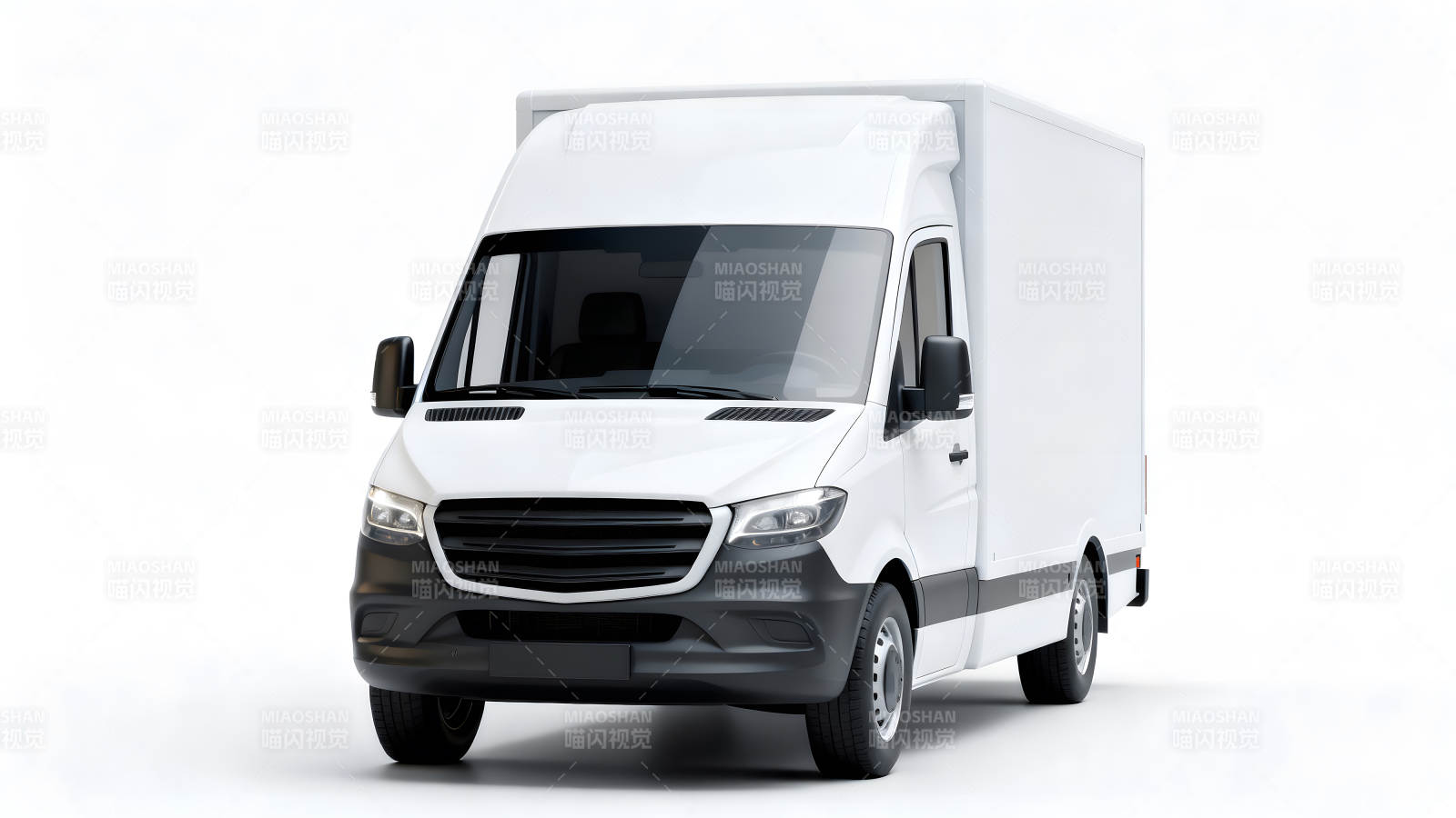 白色厢式货车正视图图片