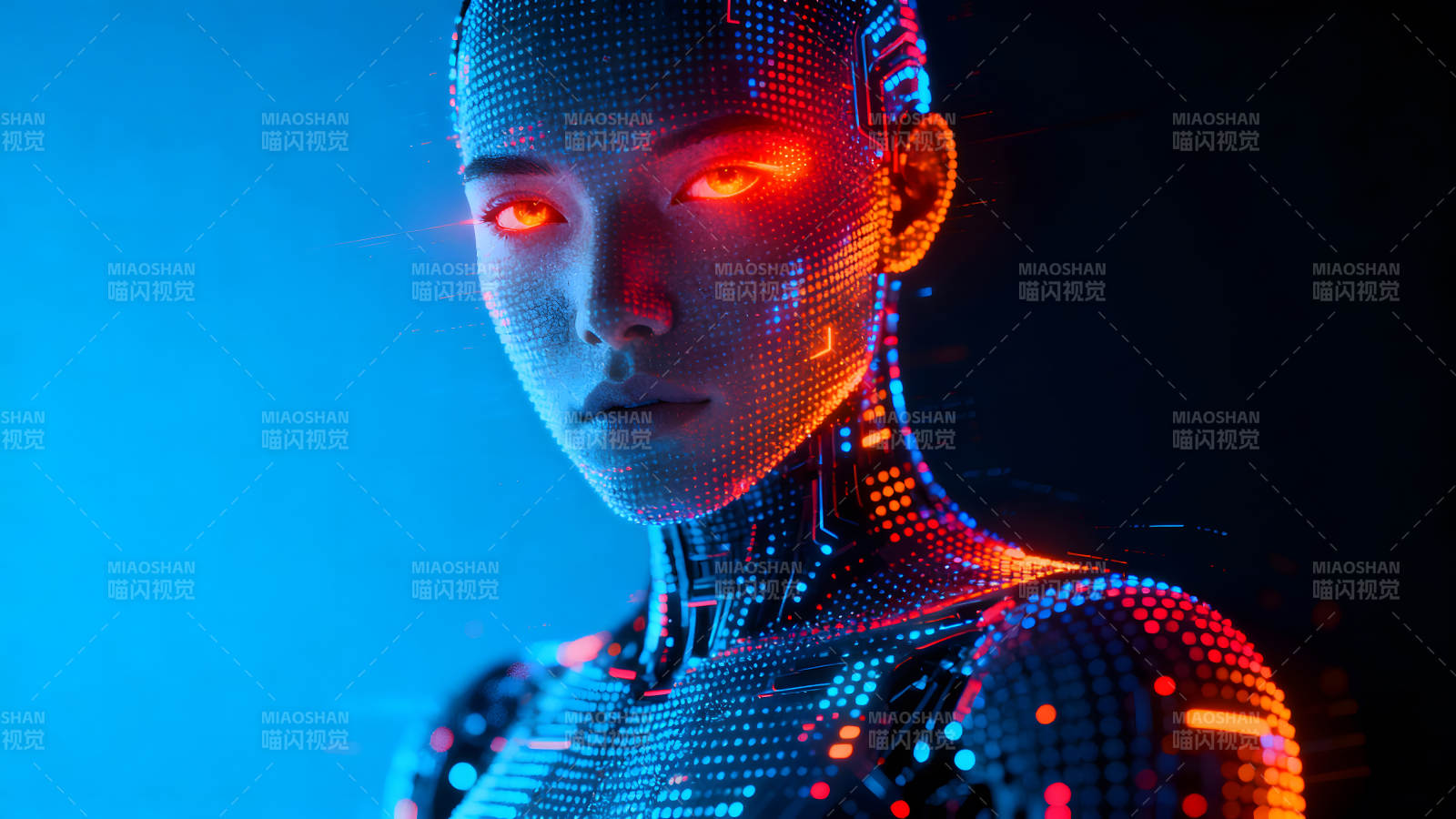 科技感十足的机器人女性肖像图片