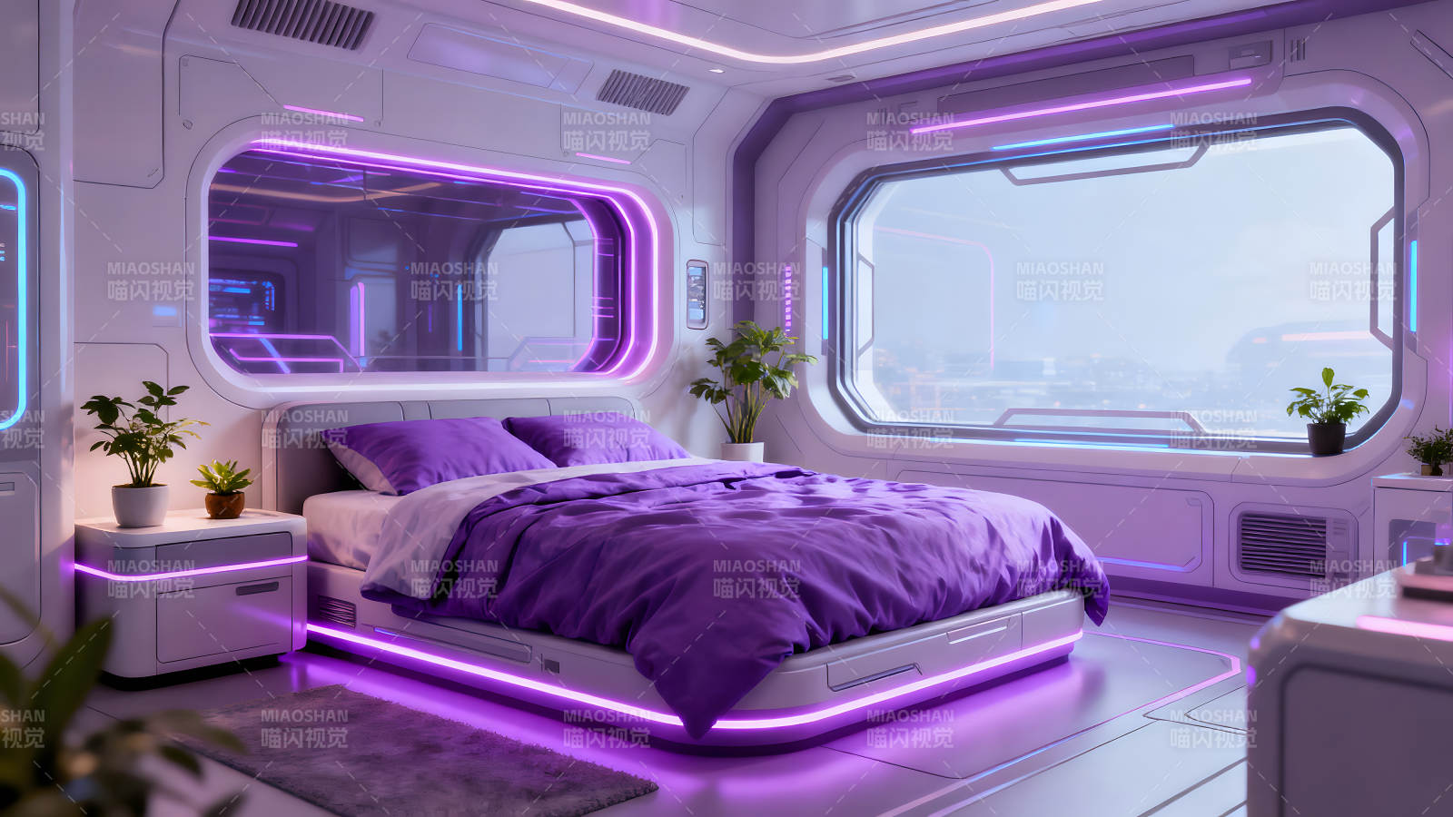 未来主义卧室科技感十足图片