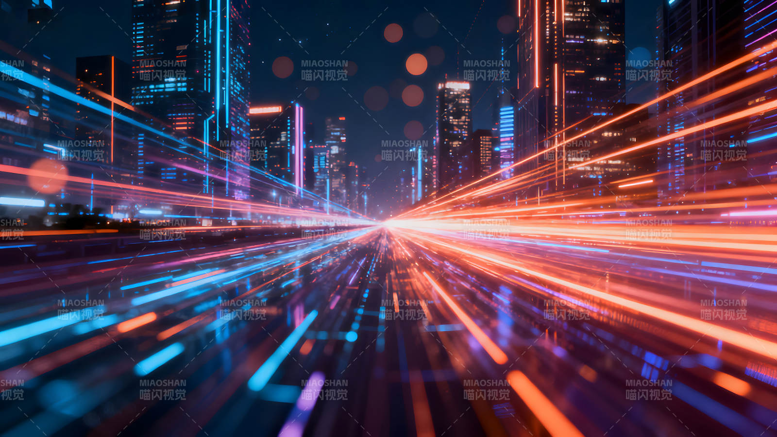 未来城市夜景灯光效果图片