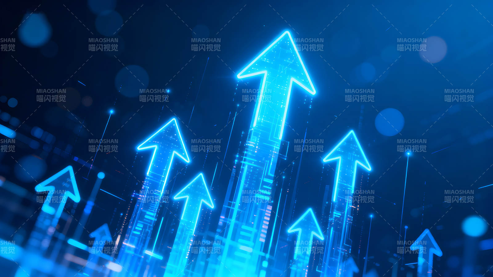 蓝色箭头上升科技感图片