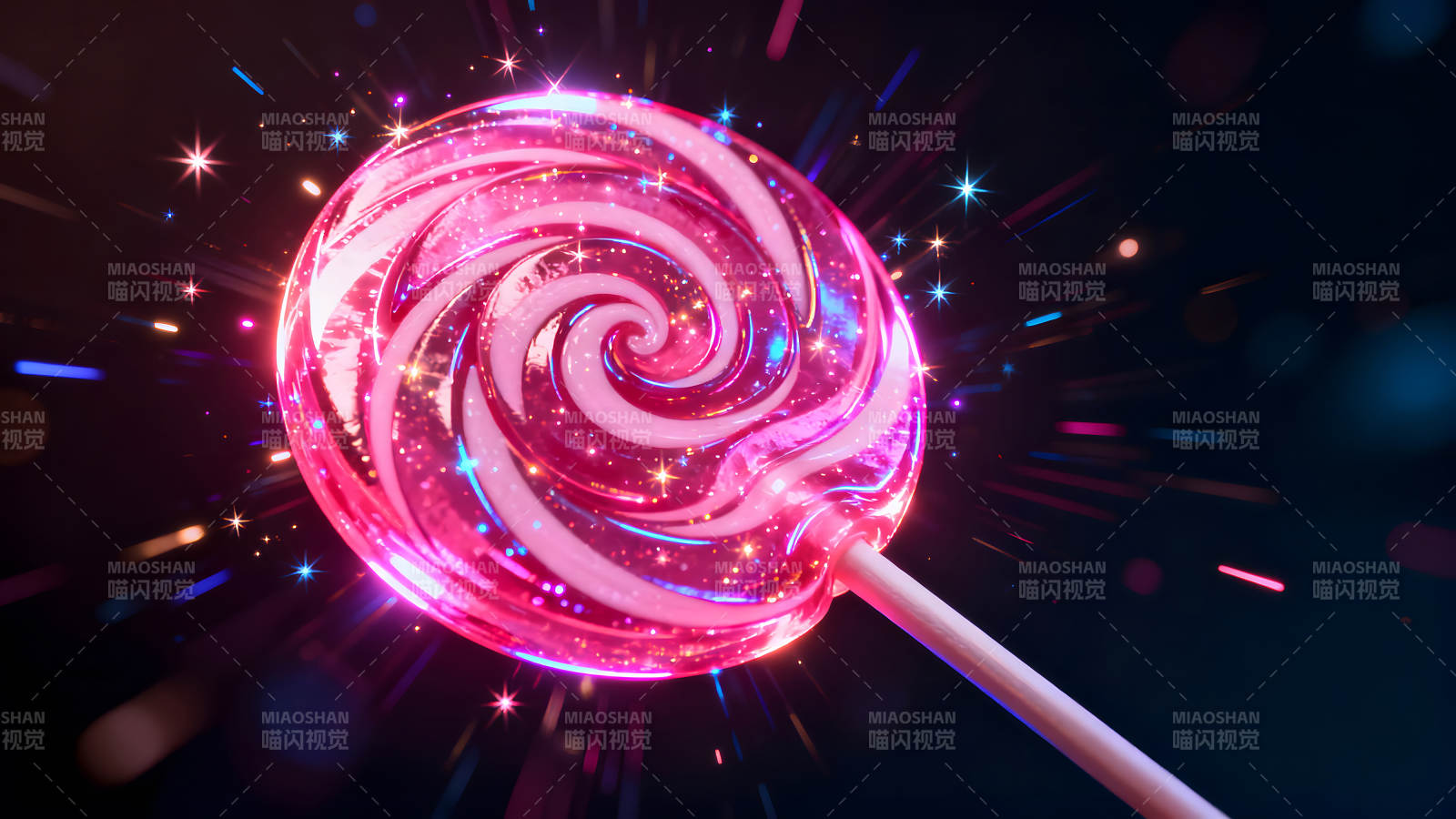 闪耀棒棒糖背景充满梦幻光芒图片