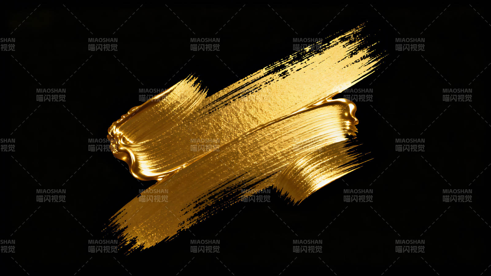 金色笔触在黑色背景上闪耀图片