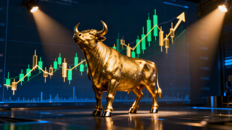 金色公牛股市上涨趋势图片