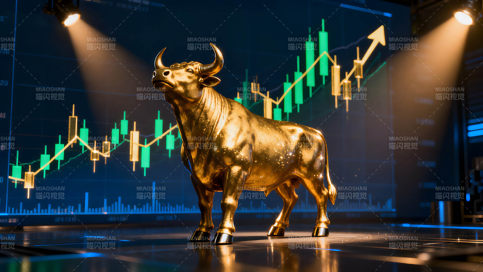 金色公牛股市上涨趋势图片