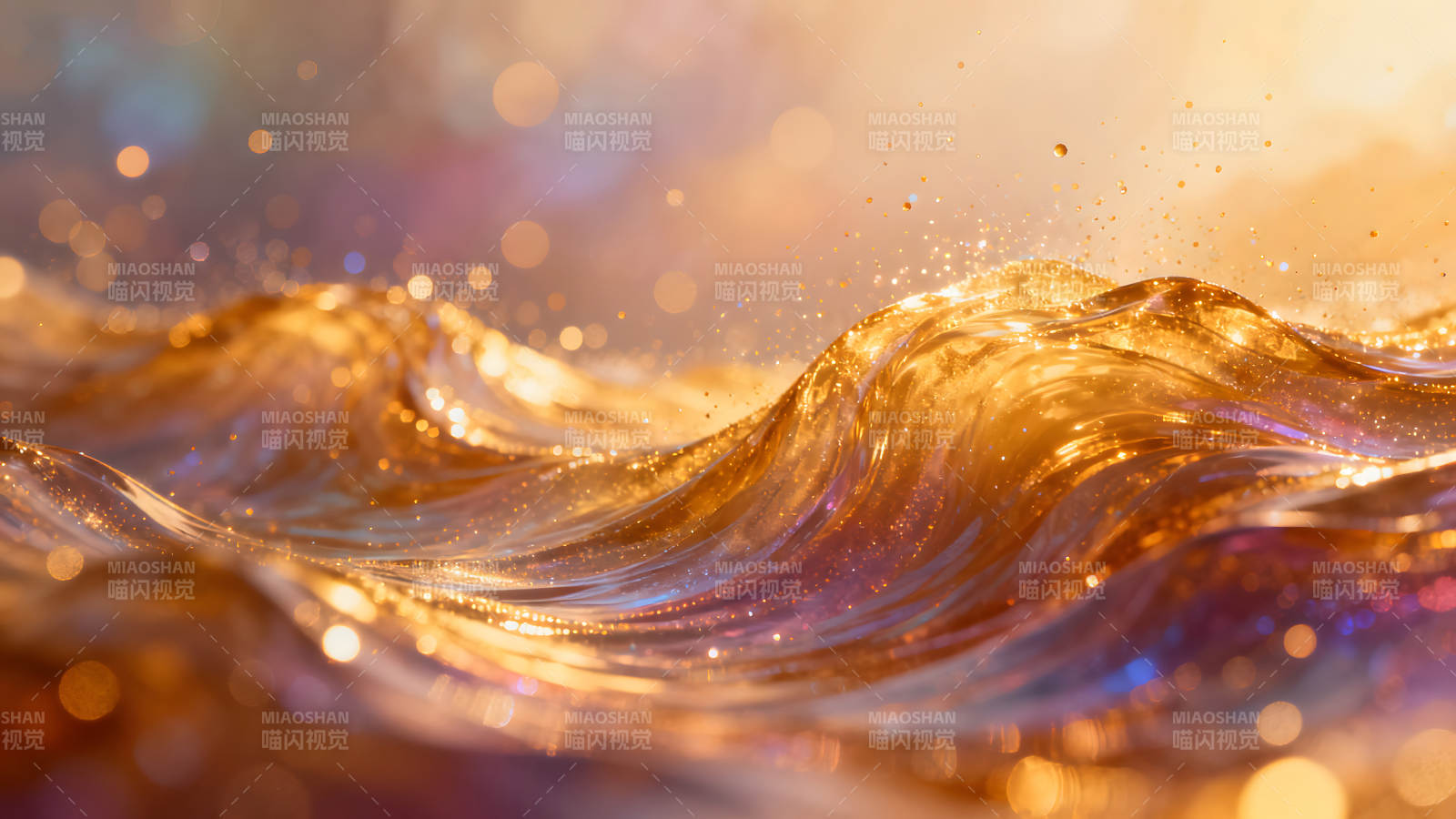 金光闪耀的波浪抽象艺术图片