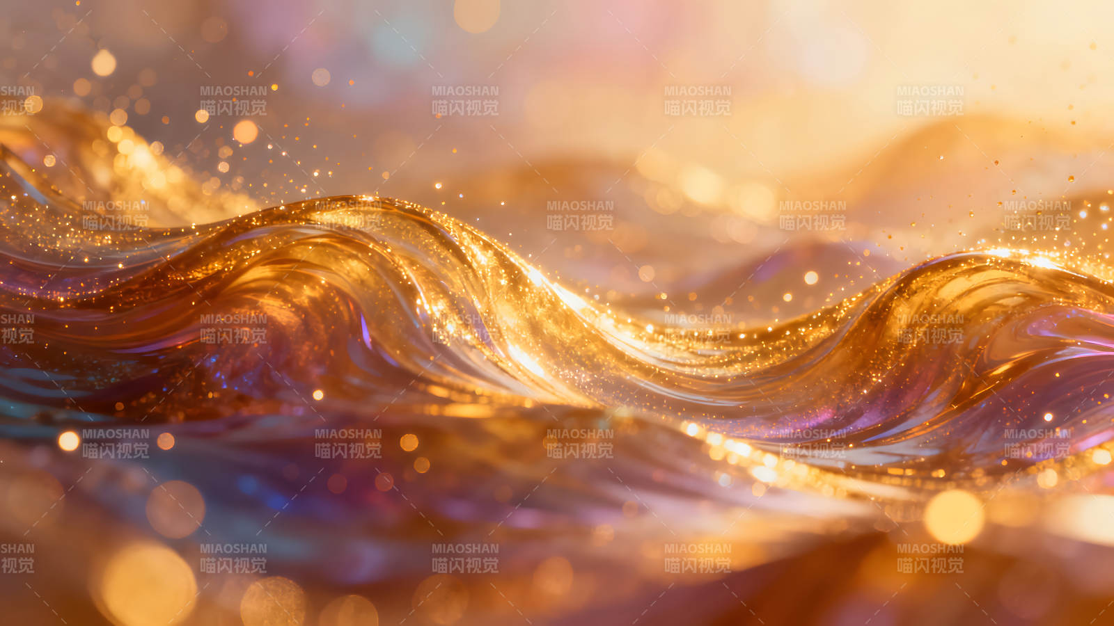 金色波浪流动闪耀光芒图片