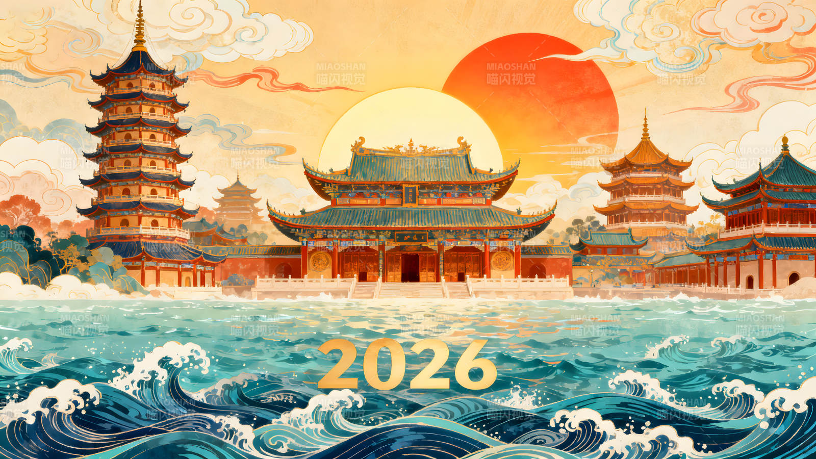 中国古建筑风光2026年美好愿景图片